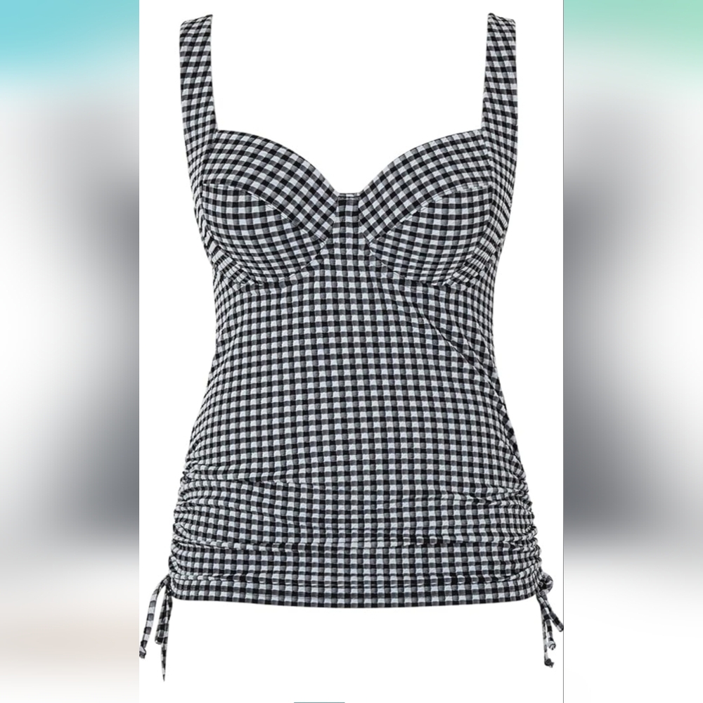 NWT Panache Swim Women's Iris Balcony Tankini Top – Non-Padded Adjustable Straps
